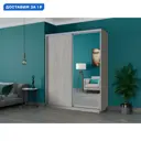 Шкаф-купе Мебельная Компания Е1 2 дверный 240x180x45 см зеркало 9 полок ЛДСП цвет ясень шимо светлый