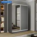 Шкаф-купе Мебельная Компания Е1 2 дверный 220x160x45 см зеркало 7 полок ЛДСП цвет серый