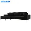 Диван угловой Льюес левый Лига диванов 122401L 280x88x164 см велюр цвет черный