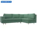 Диван угловой Сильвана правый угол Лига диванов 123529 267x92x188 см рогожка цвет амур 11 зеленый