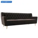 Диван кухонный прямой Брайтон 3 Люкс Лига диванов 108968 198x85x77 см велюр цвет коричневый