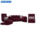 Набор Волна-1 диван/2 кресла Лига диванов 115648 370x80x85 см микровельвет/велюр цвет бордовый/серый