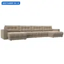 Диван П-образный с декором Лига-049 НПБ Лонг Лига диванов 128557 428x90x158 см велюр цвет seven 729 бежевый