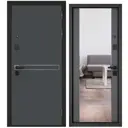 Входная дверь Mastino City prime левый 205x96см цвет черный муар металлик/оскуро с зеркалом