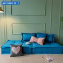 Диван раскладной Miella 80x23x100 см велюр цвет синий с синими подушками