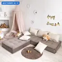 Диван модульный Miella 772d1-LORA 80x23x200 см велюр цвет серо-бежевый с молочными подушками