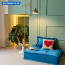 Пуф велюр Miella Lora 775d9-LORA-POOF-синий, 100x23 см, цвет синий