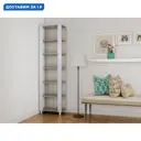Стеллаж деревянный Мебельная компания Е1 35x220x44 см нагрузка до 25 кг лдсп/белое стекло цвет ясень шимо светлый