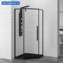 Душевой уголок Rgw Stilvoll 117067 пятиугольный 79x79см черный профиль эффект стекла прозрачный