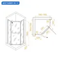 Душевой уголок Rgw Passage 646282 пятиугольный 80x80см черный профиль эффект стекла без покрытия