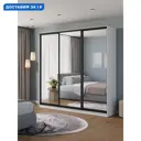 Шкаф-купе Клевер Атина с 3 дверями 240x240х65 см 9 полок ЛДСП цвет белый/лофт зеркальный