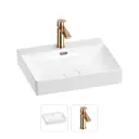 Раковина для ванной Wellsee DeSire 201000959 в наборе 2 в 1: раковина прямоугольная цвет белый глянцевый, смеситель