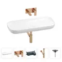 Раковина для ванной Wellsee Croquis 201002049 в наборе 4 в 1: раковина белая глянцевая, встраиваемый смеситель, сифон