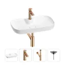 Раковина для ванной Wellsee Croquis 2.0 201002109 в наборе 4 в 1: раковина белая глянцевая, смеситель, сифон