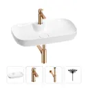 Раковина для ванной Wellsee Croquis 2.0 201002159 в наборе 4 в 1: раковина белая глянцевая, смеситель, сифон