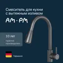 Смеситель для кухни Am.pm выдвижной излив 16.7 см цвет черный матовый