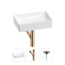 Раковина для ванной Wellsee Pure BY Wellsee 201001214 в наборе 3 в 1: прямоугольная раковина белая глянцевая, сифон