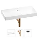 Раковина для ванной Wellsee Bromance 201001814 в наборе 3 в 1: прямоугольная раковина белая глянцевая, сифон