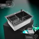 Мойка для кухни нержавеющая врезная 60x50 Wisent графит с коландером и дозатором GER19