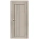Дверь межкомнатная со стеклом Онда В 80x200 см Hardflex цвет ясень с замком и петлями