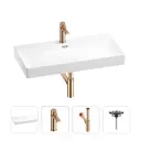 Раковина для ванной Wellsee Bromance 201003889 в наборе 4 в 1: раковина белая глянцевая, смеситель, сифон