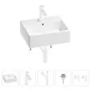 Раковина для ванной Wellsee Graceful Pro 201004580 в наборе 5 в 1: раковина белая глянцевая, смеситель, донный клапан