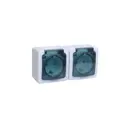 Розетка двойная накладная Iek Гермес Plus ERMP22-K03-16-54-EC с заземлением цвет белый
