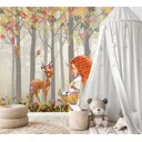 Фотообои флизелиновые Dekor vinil Осенний лес с девочкой и оленем 300x270 см 9258dv