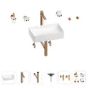 Раковина для ванной Wellsee Pure BY Wellsee 201006309 в наборе 9 в 1: раковина белая глянцевая, высокий смеситель, сифон