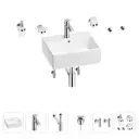 Раковина для ванной Wellsee Graceful Pro 201006651 в наборе 9 в 1: раковина белая глянцевая, смеситель, донный клапан
