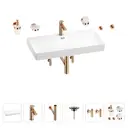 Раковина для ванной Wellsee Bromance 201007624 в наборе 9 в 1: раковина белая глянцевая, смеситель, сифон, вентили