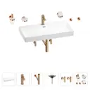 Раковина для ванной Wellsee Bromance 201007629 в наборе 9 в 1: раковина белая глянцевая, смеситель, сифон, вентили