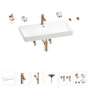 Раковина для ванной Wellsee Bromance 201007634 в наборе 9 в 1: раковина белая глянцевая, смеситель, сифон, вентили