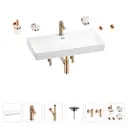 Раковина для ванной Wellsee Bromance 201007639 в наборе 9 в 1: раковина белая глянцевая, смеситель, сифон, вентили