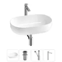 Раковина накладная Wellsee Chic Riviera 60см с донный клапаном сифоном и смесителем 20214695R