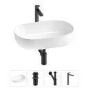 Раковина накладная Wellsee Chic Riviera 60см с донный клапаном сифоном и смесителем 20214696R