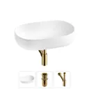 Раковина накладная Wellsee Chic Riviera 60см с донный клапаным и сифоном 20214725R