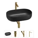 Раковина накладная Wellsee Chic Riviera 48см с донный клапаном сифоном и смесителем 20214743R