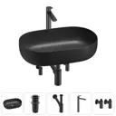 Раковина накладная Wellsee Chic Riviera 48см с донный клапаном сифоном смесителем и вентилем 20214745R