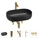 Раковина накладная Wellsee Chic Riviera 60см с донный клапаном сифоном смесителем и вентилем 20214758R