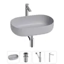 Раковина накладная Wellsee Chic Riviera 48см с донный клапаном сифоном и смесителем 20214761R