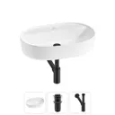 Раковина накладная Wellsee Chic Riviera 60см с донный клапаным и сифоном 20214836R