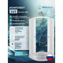 Душевой уголок Doccia Velt Com/dc0000063056/wm0074 1/4 круга с поддоном 90х90см профиль белый эффект стекла прозрачный