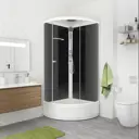 Душевая кабина Domani-Spa Simple 99 mid 90x90x218 см средний поддон черные стенки, прозрачное стекло