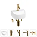 Раковина мини Wellsee WC Area 32см с донный клапаном сифоном смесителем и вентилем 20212123R