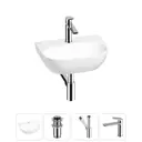 Раковина мини Wellsee WC Area 42см с донный клапаном сифоном и смесителем 20212193R