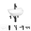 Раковина мини Wellsee WC Area 42см с донный клапаном сифоном смесителем и вентилем 20212198R