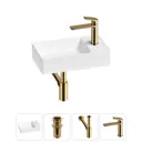 Раковина мини Wellsee WC Area 41см с донный клапаном сифоном и смесителем 20213636R