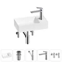 Раковина мини Wellsee WC Area 41см с донный клапаном сифоном смесителем и вентилем 20213638R