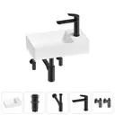 Раковина мини Wellsee WC Area 41см с донный клапаном сифоном смесителем и вентилем 20213639R